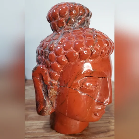 3.3 lbs Red Jasper Crystal Buddha Head, 6 inches - Picture 3 of 15